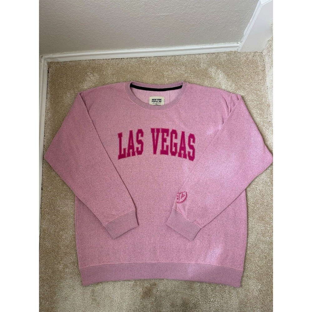 New York Popular Las Vegas Pink Collegiate Crewneck Sweatshirt XL